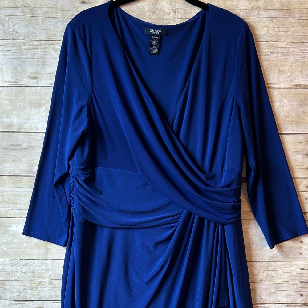 Chaps Royal Blue Faux-Wrap Evening or Office Dress